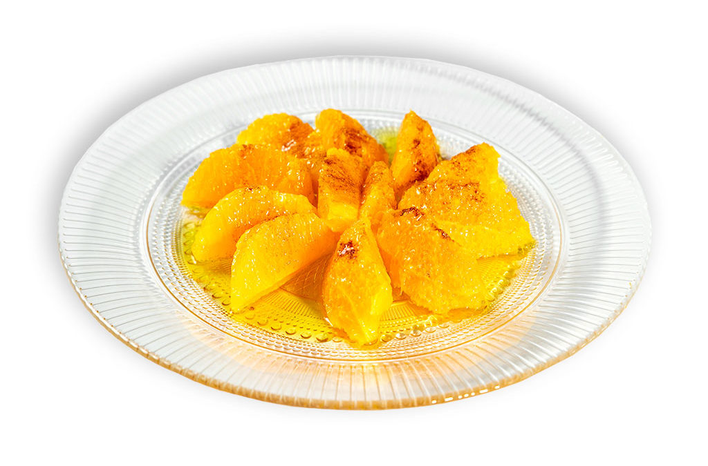 Naranja a la antigua con aceite de oliva, azúcar y canela