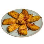 Berenjenas califales rebozadas con reduccion de vino dulce Pedro Ximenez y ajonjoli E Codigo