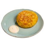 Tortilla de patatas con cebolla confitada y alioli E Codigo